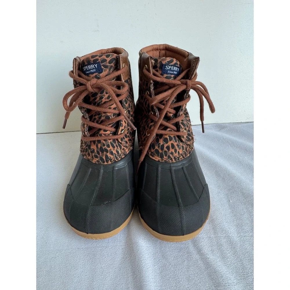 Sperry Saltwater Duck Boots Kids 3M Leopard Rain Brown Black waterproof snow ski